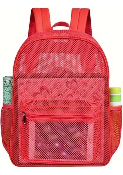 Basit Örgü Tasarım Sırt Çantası, Açık Seyahat Plaj Çantası, Modaya Uygun Öğrenci Okul Çantası Renk: Kırmızı/boyut: 43X34X14CM (Yurt Dışından)