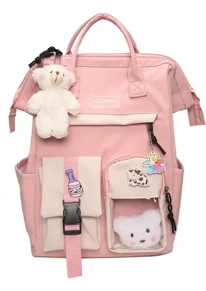 Sırt Çantası Kadınlar Şeker Renk Dizüstü Dizüstü Çantalar Sevimli Kawaii Lise Çantaları Genç Kız Japon Seyahat Kampı Backpackcolor: Pink (Yurt Dışından)