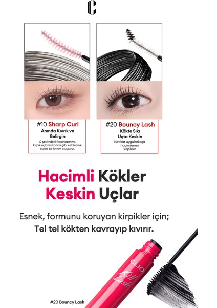 Kirpiklere Hacim Veren, Suya Dayanıklı Maskara Clıo Kill Lash Superproof Mascara (20 Bouncy Lash)