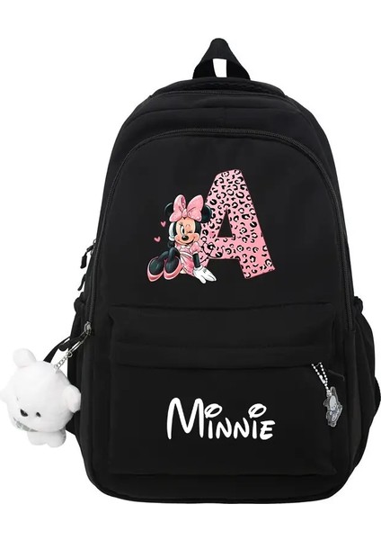 Minnie Siyah Sırt Çantası Öğrenci Mektup Kitap Çanta Kız Dizüstü Bilgisayar Çantası Teenage Seyahat Çantası Rucksack Unisex College Bilgisayar Bagcolor: 001 (Yurt Dışından)