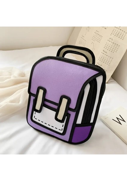 Iki Boyutsal 3D Çok Fonksiyonlu Backpack Schoolbag Çocuk 3-6 Sınıf Ilkokul Öğrencileri Renk: Mor/boyut: L 37X10X40 (Yurt Dışından)