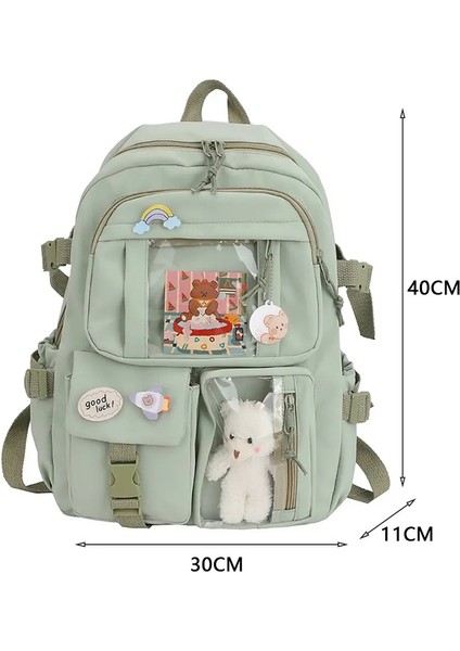 Kızlar Için Sevimli Naylon Okul Sırt Çantası Genç Öğrenci Kadınlar Backpack Çok Cepli Okul Çantası Kawaii Dizüstü Bilgisayar Çantası Paketi Mochilacolor: Yeşil (Yurt Dışından)