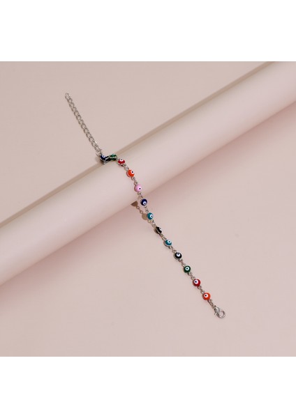 Şeytan Gözü Renkli Bakır Bileklik Halhal Moda Yuvarlak Gözler Yağ Damlası Takılar (Yurt Dışından)