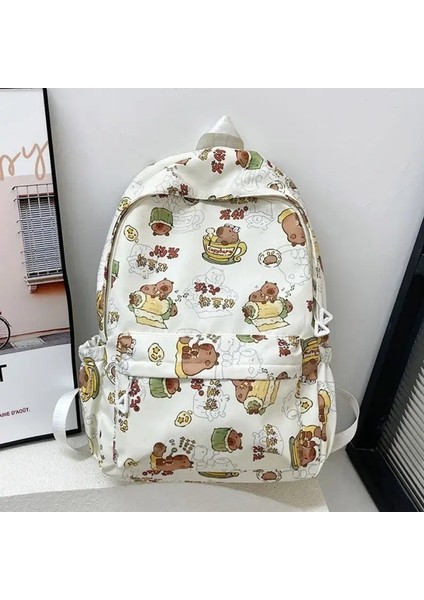Kawaii Karikatür Capya Sırt Çantası Komik Büyük Kapasiteli Capya Okul Çantası Öğrenci Dizüstü Çantası Okul Okul Sırt Çantası Üniversite Öğrenci Çekimi: Bej (Yurt Dışından)