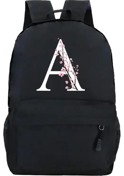 Gençlik Okulu Sırt Çantaları Sakura Çiçek A-Z Alfabe Büyük Kapasiteli Tuval Harajuku Moda Fermuar Estetik Omuzlar Siyah Bagscolor: BK18 (Yurt Dışından)