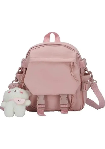 Moda Kawaii Mini Sırt Çantası Kadın Omuz Çantası Genç Kızlar Için Çok Fonksiyonlu Küçük Çanta Bayanlar Travle Okul Sırt Çantaları Renk: Pembe Yok Kolye (Yurt Dışından)