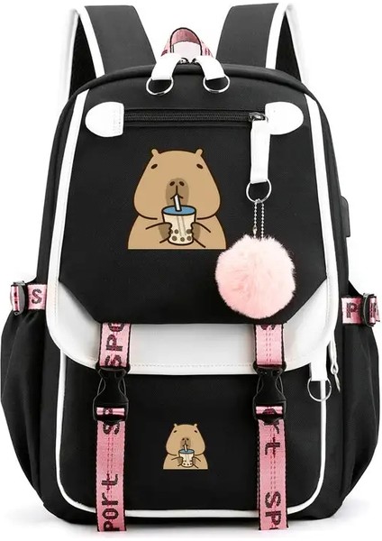 Çocuklar Için Okul Sırt Çantası Genç Kawaii Capya Schoolbag Kızlar Erkek Çocuklar Sırt Çantası Genç Bagpack USB Şarj Kitabı Bookbagcolor: Pink (Yurt Dışından)