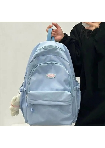 Sevimli Büyük Kapasiteli Sırt Çantası Omuz Çantası Kitap Çantaları Naylon Seyahat Sırt Çantaları Kawaii Şeker Renkli Öğrenci Günlük Fermuarlı Okul Çantaları Renk: Mavi (Yurt Dışından)
