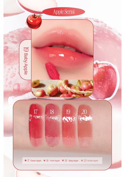 Yapışkanlık Hissi Vermeyen Yoğun Işıltılı Tint CLIO Crystal Glam Tint (19 Baby Apple) Apple Series