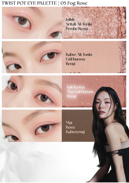 İpeksi Dokulu 4'lü Far Paleti MUZIGAE MANSION Twist Pot Eye Palette (05 Fog Rose)