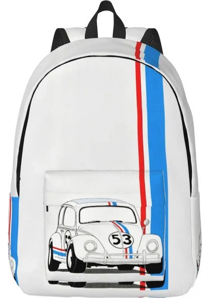 Herbie Numarası 53 Moda Sırt Çantası Pocket Öğrencisi Iş Yarış Arabası Meraklıları Stripe Daypack Erkekler Kadın Dizüstü Bilgisayar Omuz Çantası Renk: 2/boyut: Çocuklar Için (Yurt Dışından)