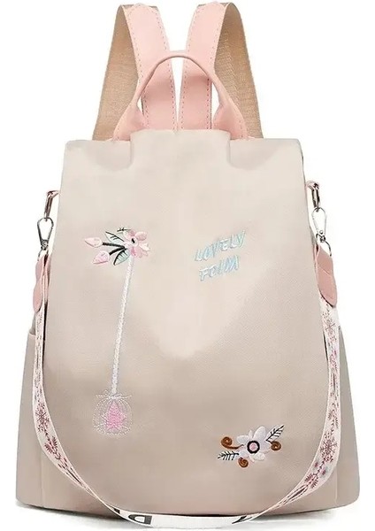 Oxford Kadın Sırt Çantası Moda Gündelik Nakış Okul Çantası Su Geçirmez Kadın Büyük Kapasiteli Seyahat Omuz Çanta Alışveriş Renk: Haki (Yurt Dışından)