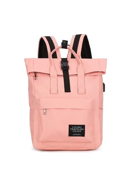 Sıradan Çok Renkli Kadınlar Sırt Çantası Erkek ve Kadınlar Sırt Çantası Dikey Sırt Çantası Günlük Seyahat Öğrenci Çift Arka Çanta Renk: Pembe/boyut: 30X23X39CM (Yurt Dışından)