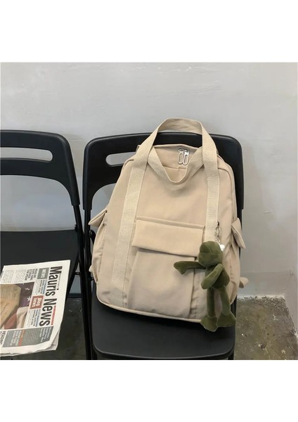 Yeni Düz Renkli Kadınlar Su Geçirmez Naylon Sırt Çantası Genç Kız Omuz Seyahat El Çantası Kitap Çantası Sırtlı Renk: Khaki/beden: Sadece Çanta (Yurt Dışından)