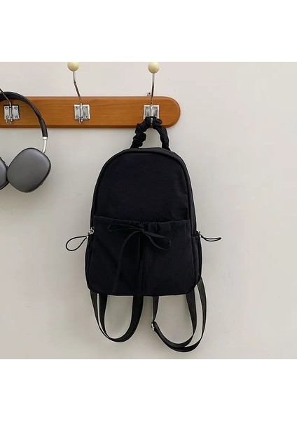 Mini Sırt Çantası Çoklu Cepler Okul Çantası Klasik Düz Renkli Omuz Çantası S/m/l Yumuşak Unisex Dişi Banliyö Seyahat Bagkolor: Siyah/boyut: 12 Inç (Yurt Dışından)