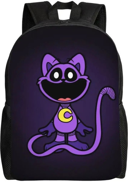 Özel Mor Gülümseyen Büyük Ağız Kedi Yaratmaları Erkek Kızlar Için Sırt Çantası Animasyonlu Oyun Okulu Kolej Seyahat Çantaları Kadın Erkek Kitap Çantası Renk: 1 (Yurt Dışından)