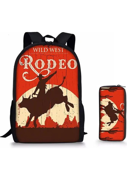 2 Adet Set Kovboy Desen Kalem Çantası, Erkek ve Kızlar Için Okul Çantaları En Iyi Hediyeler 3D Karikatür Okul Sırt Çantası Çocuklar Için Renk: 1 (Yurt Dışından)
