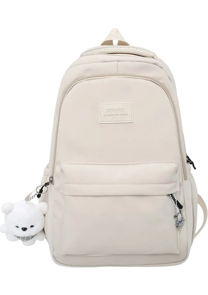 Yeni Kadın Moda Erkekler Yüksek Kapasiteli Su Geçirmez Kolej Sırt Çantası Moda Kadın Dizüstü Bilgisayar Çantaları Sevimli Kız Seyahat Kitap Çantası Coolcolor: Kolye ile Beyaz (Yurt Dışından)