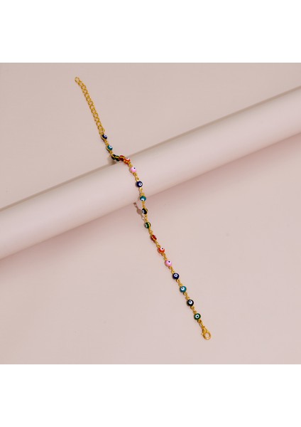 Şeytan Gözü Renkli Bakır Bileklik Halhal Moda Yuvarlak Gözler Yağ Damlası Takılar (Yurt Dışından)