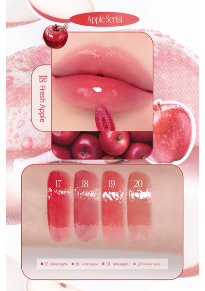 Yapışkanlık Hissi Vermeyen Yoğun Işıltılı Tint CLIO Crystal Glam Tint (18 Fresh Apple) Apple Series