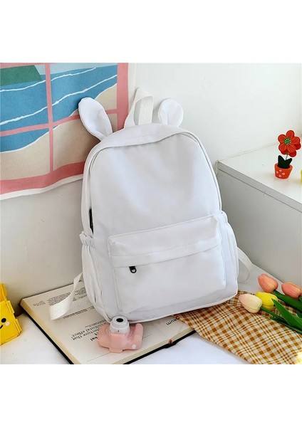Işlemeli Adı Tavşan Kulak Sırt Çantası Kişiselleştirilmiş Sevimli Kızlar Omuz Çantası Naylon Büyük Kapasite Okul Bagı Kadın Seyahat Bagscolor: Beyaz/boyut: Isim Yok (Yurt Dışından)