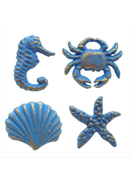 4pcs Retro Deniz Tarzı Dökme Demir Çekmecesi Tutamaklı-Mutabakat Dolap Dolap Donanımı, Mavi (Yurt Dışından)