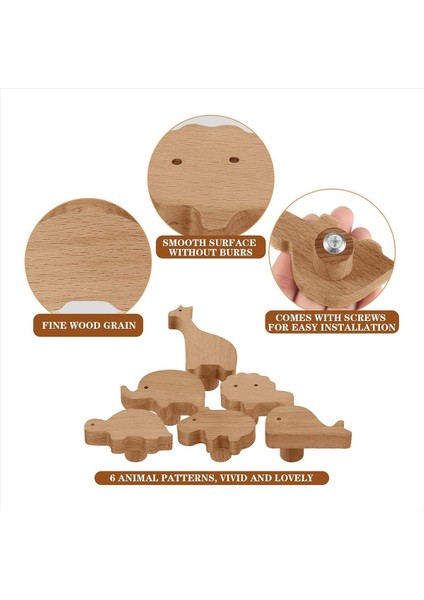 Ahşap Hayvan Dolabı Toplamları Dekoratif Dresser Düğümleri Vidalı Dresser Çekiriyor Ahşap Deniz Ormanlık Hayvanlar Knobs 6pcs (Yurt Dışından) fırsatları