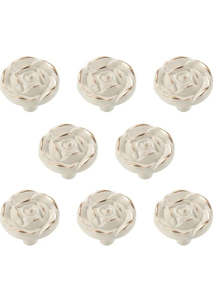 8pcs Antik Gül Çiçek Dolabı Düğmeleri, Vintage Mutfak Shabby Şık Çinko Alaşım Beyaz Çekmecesi Dresser Için Çekme Kolları (Yurt Dışından)