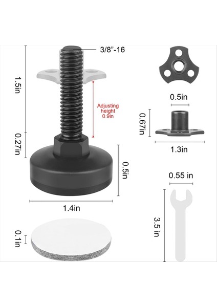 Mobilya Leveler 3/8 Inç-16 T-Nut Kiti ile Dişli Tablolar, Dolaplar, Sandalyeler ve Daha Fazlası Için Ayarlanabilir Mobilya Tesviyesi (Yurt Dışından) modelleri