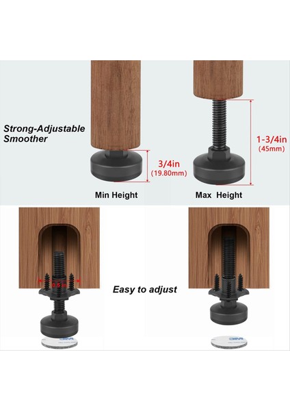 Mobilya Leveler 3/8 Inç-16 T-Nut Kiti ile Dişli Tablolar, Dolaplar, Sandalyeler ve Daha Fazlası Için Ayarlanabilir Mobilya Tesviyesi (Yurt Dışından) fırsatları