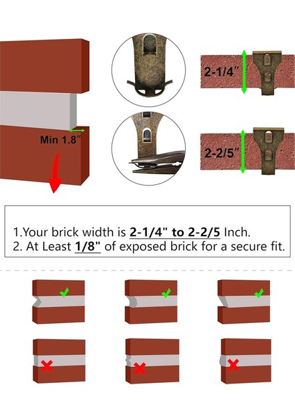 Tuğla Kanca Klipsleri Açık Havada Asılı Duvar Resimleri, Tuğla Askı Bağlantı Elemanı Kanca Tuğla Kelepçeleri 4pcs (Yurt Dışından) fırsatları