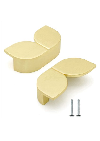 2 Paket Fırçalanmış Altın Dolap Çeker Yarım Ay Çiçekler Çekmecesi, Dresser Mutfak Dolap 79MM Için Çinko Alaşım Kulplarını Çeker (Yurt Dışından)