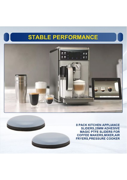 8 Paket Mutfak Appliance Kaydırıcıları, 25MM Yapıştırıcı Sihirli Ptfe Kaydırıcıları Kahve Mekanları, Mikser, Hava Fritözleri, Düdüklü Ocak (Yurt Dışından) indirimleri