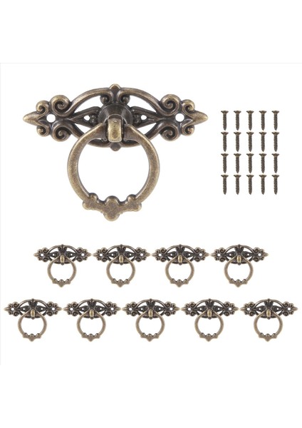 10PCS Vintage Mutfak Dolabı Dolap Dresser Kapı Çekmece Yüzük Çekme Kulpları Knobs (Antika Pirinç) (Yurt Dışından)