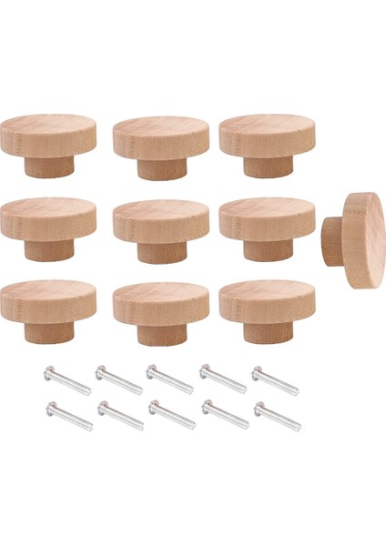 10 Adet Yuvarlak Bitmemiş Ahşap Çekmece Düğmeleri 50MM Dia Ahşap Mobilya Dolap Dresser Çeker (Yurt Dışından)