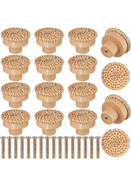 Ahşap Kulplar Kayın Rattan Çekmece Knoblar Dolap Mobilya Tutucu Dolap Kapı Soyunlu Dresser Mobilya Donanımı Çekiyor (Yurt Dışından)