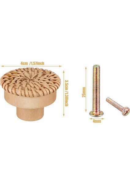 Ahşap Kulplar Kayın Rattan Çekmece Knoblar Dolap Mobilya Tutucu Dolap Kapı Soyunlu Dresser Mobilya Donanımı Çekiyor (Yurt Dışından) fırsatları