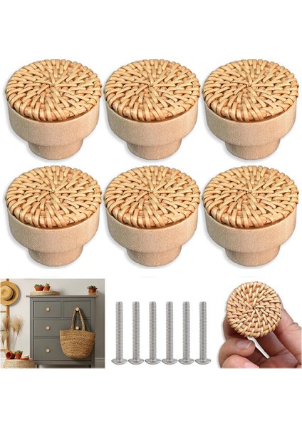 Ahşap Kulplar Kayın Rattan Çekmece Knoblar Dolap Mobilya Tutucu Dolap Kapı Soyunlu Dresser Mobilya Donanımı Çekiyor (Yurt Dışından) indirimleri