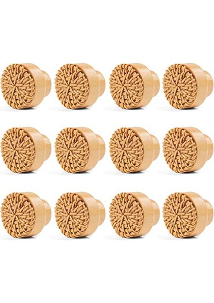 12 Adet 35MM Boho Dresser Knobs Rattan Knobs Ahşap Çekmece Düğmeleri Yuvarlak Ahşap Dresser Kulpları Vidalar, Doğa (Yurt Dışından)