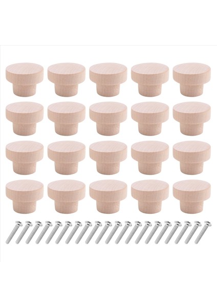 20PCS Tur Bitmemiş Ahşap Çekmece Düğmeleri 35MM Dia Ahşap Mobilya Dolap Dresser Çeker (Yurt Dışından)