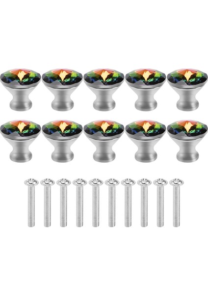 10PCS 30MM Renkli Kristal Düğmeler Cam Dolap Topuzlar Çekmecesi, Ev Kabini Çekmecesi ve Şifoniyer Için Tutamaç Çeker (Yurt Dışından)