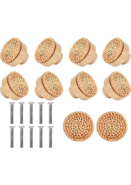 10PCS Ahşap Kulplar Kayın Rattan Çekme Knobs Mobilya Tutamak Mutfak Dolap Kapı Soyu Dresser Çekiyor, 45MM (Yurt Dışından)
