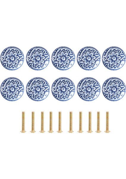 10PCS Seramik Dolap Knobs Vintage Çekmeceler Mutfak Dolabı Çekmecesi Kitaplık Mobilya Kapısı (Vidalarla) (Yurt Dışından)