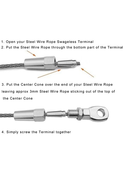 2pcs Deniz Sınıfı 316 Paslanmaz Çelik Yağsız Göz Terminali Kablosu Ipi Dıy Montaj Teçhizat Donanımı Donanım Korkuluk Kiti (Yurt Dışından) fırsatları