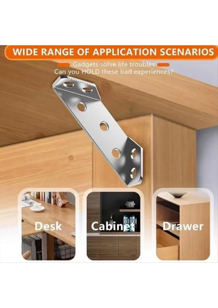 100PCS Evrensel Mobilya Köşe Konnektörü Paslanmaz Çelik Köşe, Vidalı Ağır Hizmet Açısı Raf Braketleri (Yurt Dışından) indirimleri