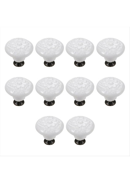 10 Adet Çekmece Çekme Kulpları Yuvarlak Dolap Düğmeleri Vintage Seramik Kapı Düğmeleri Dolap Dolap Gardırop Dresser Beyaz (Yurt Dışından)