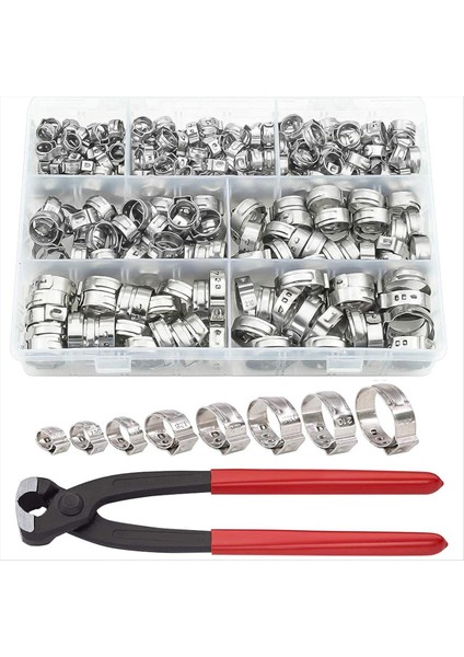 131PCS Tek Kulak Hortum Kelepçeleri, Paslanmaz Çelik Pex Kelepçeleri, Boru Bağlantıları Için Adımsız Kelepçeler, Sıkıştırma Halkası Kelepçeleri (Yurt Dışından)