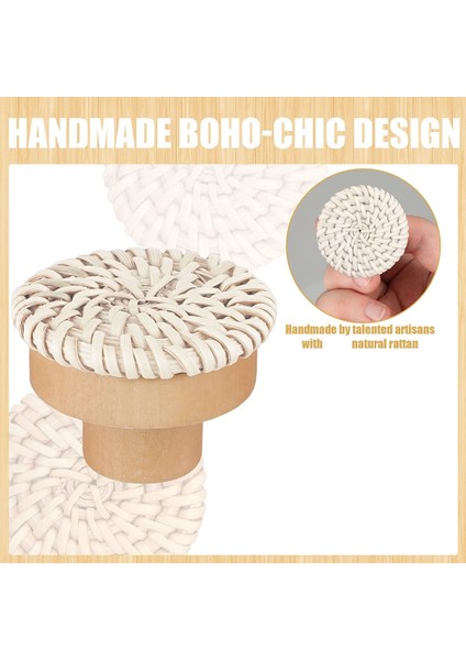 Boho Rattan Dresser Knobs Yuvarlak Ahşap Çekmece Düğmeleri El Yapımı Hasır Dokuma ve Vidalar Boho Mobilya Düğmeleri Bej 12PC (Yurt Dışından) indirimleri
