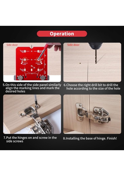 Dolap Menteşe Jig, Ayarlanabilir Sondaj Mesafesi 35MM Matkap Kılavuzu Gizli Menteşe Jig, 45/48MM Iki Delikli Mesafe Menteşe (Yurt Dışından) modelleri