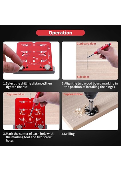 Dolap Menteşe Jig, Ayarlanabilir Sondaj Mesafesi 35MM Matkap Kılavuzu Gizli Menteşe Jig, 45/48MM Iki Delikli Mesafe Menteşe (Yurt Dışından) indirimleri